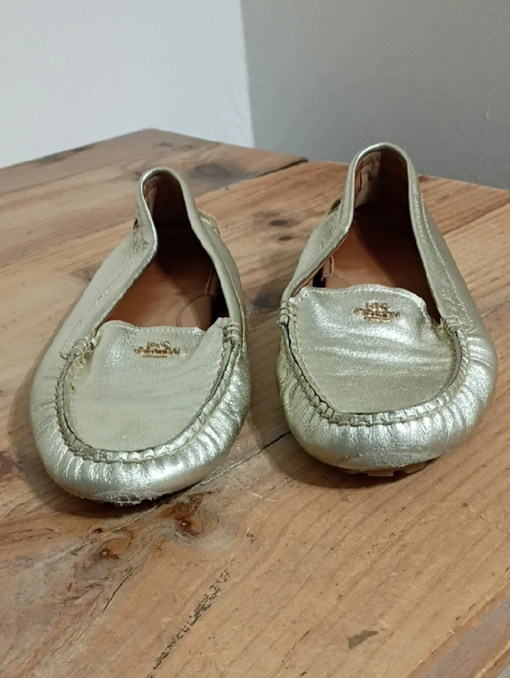 Coach Gold Amber Metallic Slip On Loafer Size 8.5 - Picture 6 of 9
